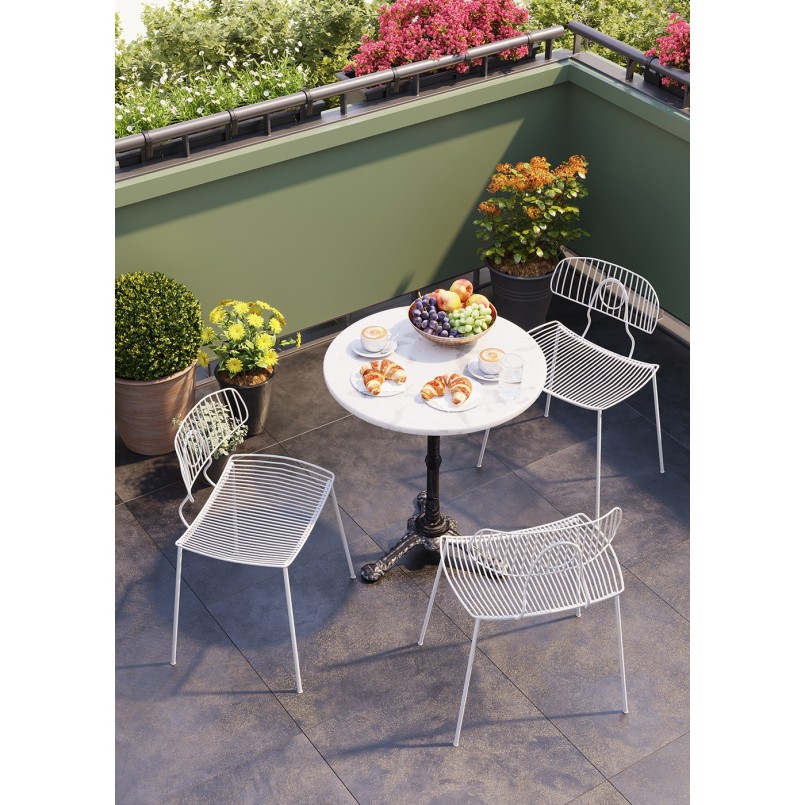 Table Bistrot marbre blanche ronde 60cm Kare Design