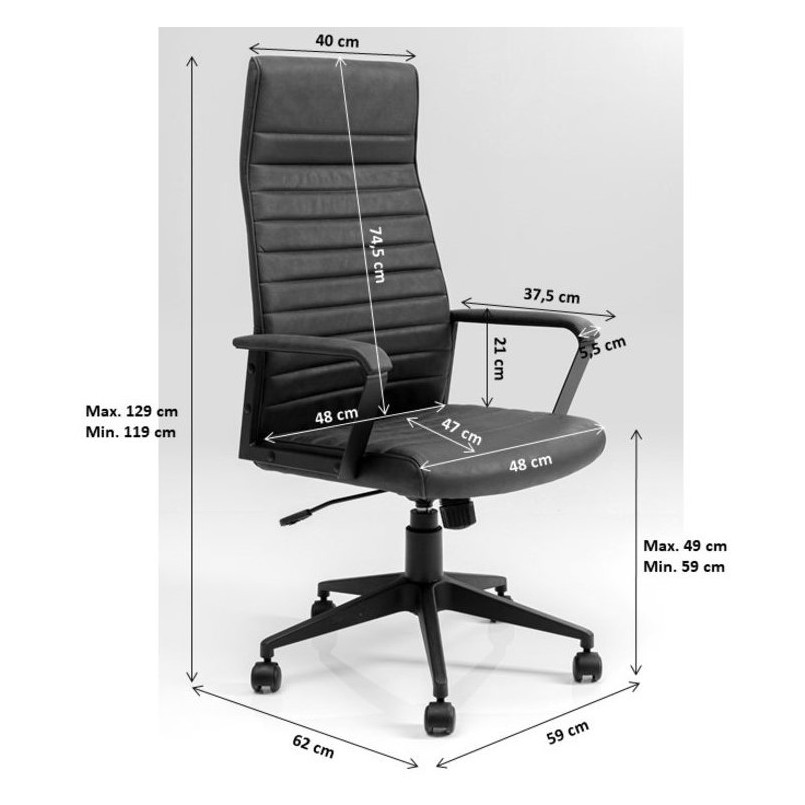 Chaise de bureau Labora haute noire Kare Design