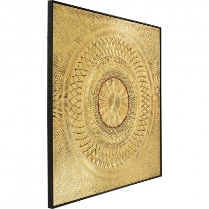 Object Picture Art Geometric Circle Gold 120x120cm Kare Design