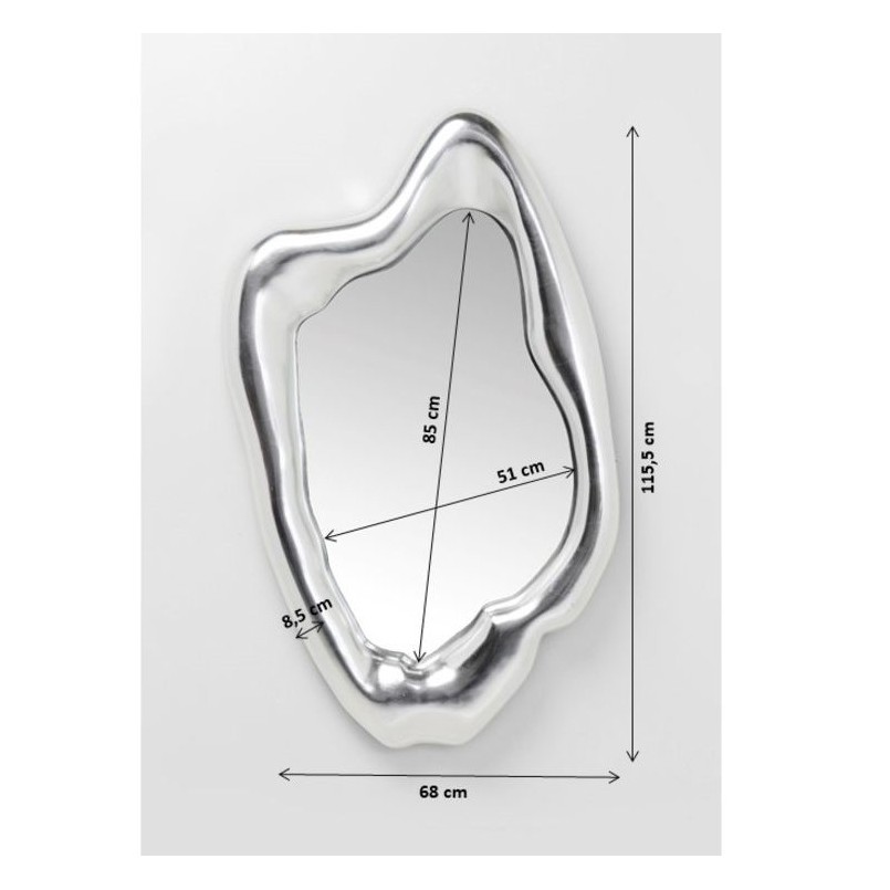 Miroir Hologram argenté 117x68cm Kare Design