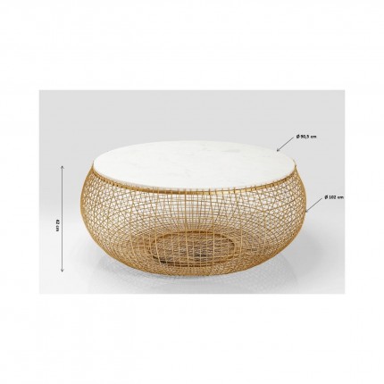 Coffee Table Cesta Marble Gold Ø100cm Kare Design
