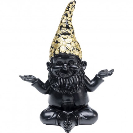 Decoratie Gnome Meditation Zwart Gouden 19cm Kare Design