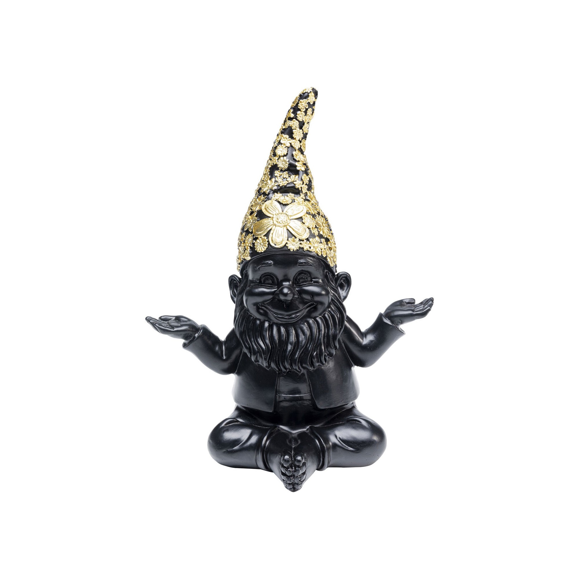 Figurine décorative Nain Meditation noir-doré 19