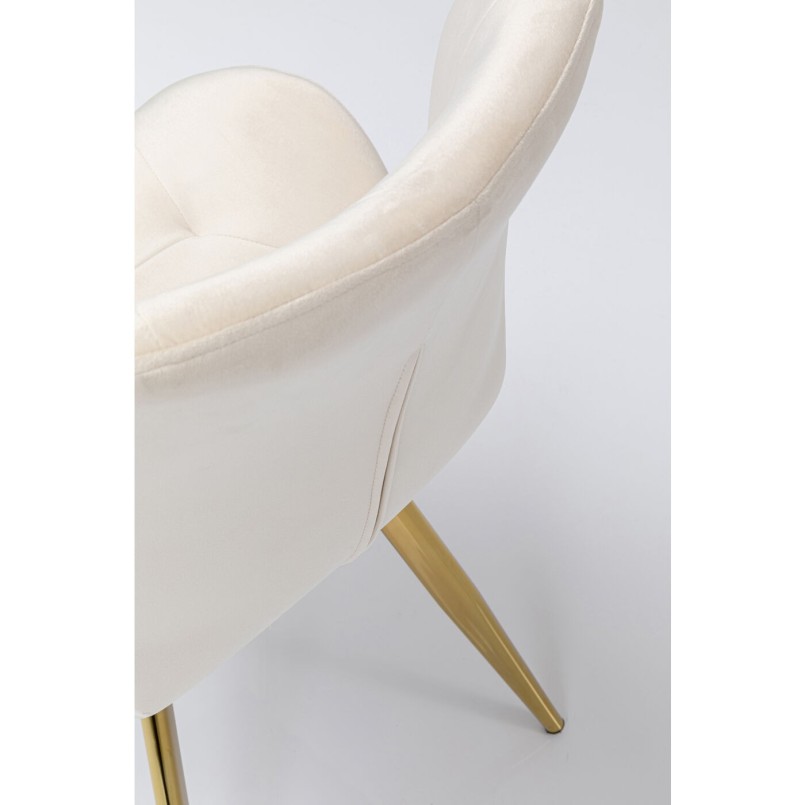 Chaise Viva velours crème et or Kare Design