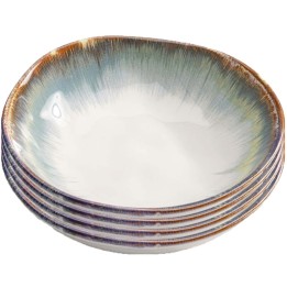 Assiette creuse Organic blanc-bleu Ø20