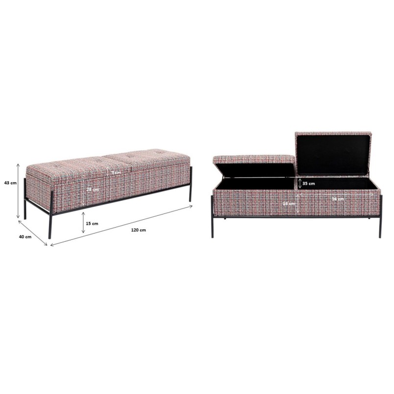 Banc-coffre Iceland rouge 120x40cm Kare Design