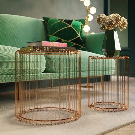 Side Table Wire Copper (2/Set) Ø44cm Kare Design