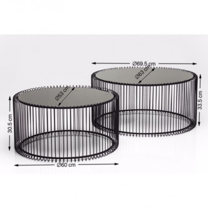 Coffee Table Wire Silver (2/Set) Kare Design