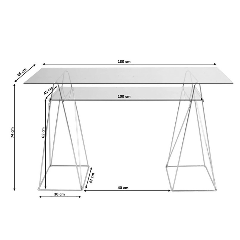 Bureau en verre Polar 135x65cm Kare Design