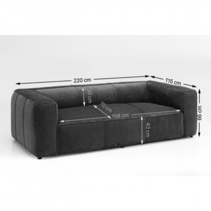 Sofa Cubetto Cord 3 Zits lichtgrijs 220cm Kare Design