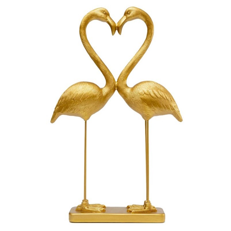 Figurine déco Flamingo Love doré 39cm
