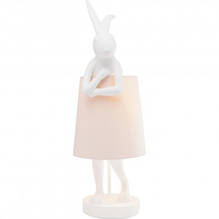 Lampe Animal lapin 50cm blanche et rose Kare Design