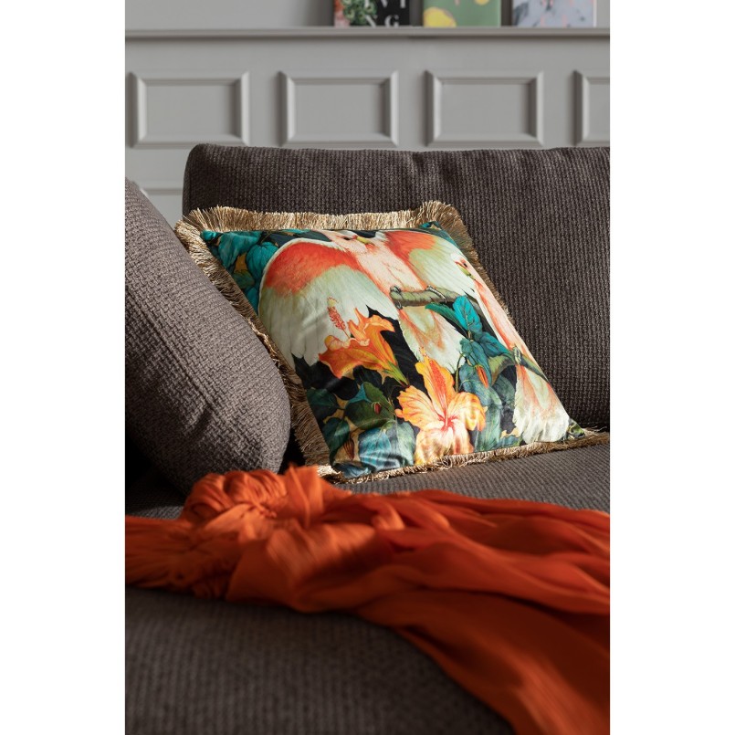 Coussin à franges Perroquets 45x45cm Kare Design
