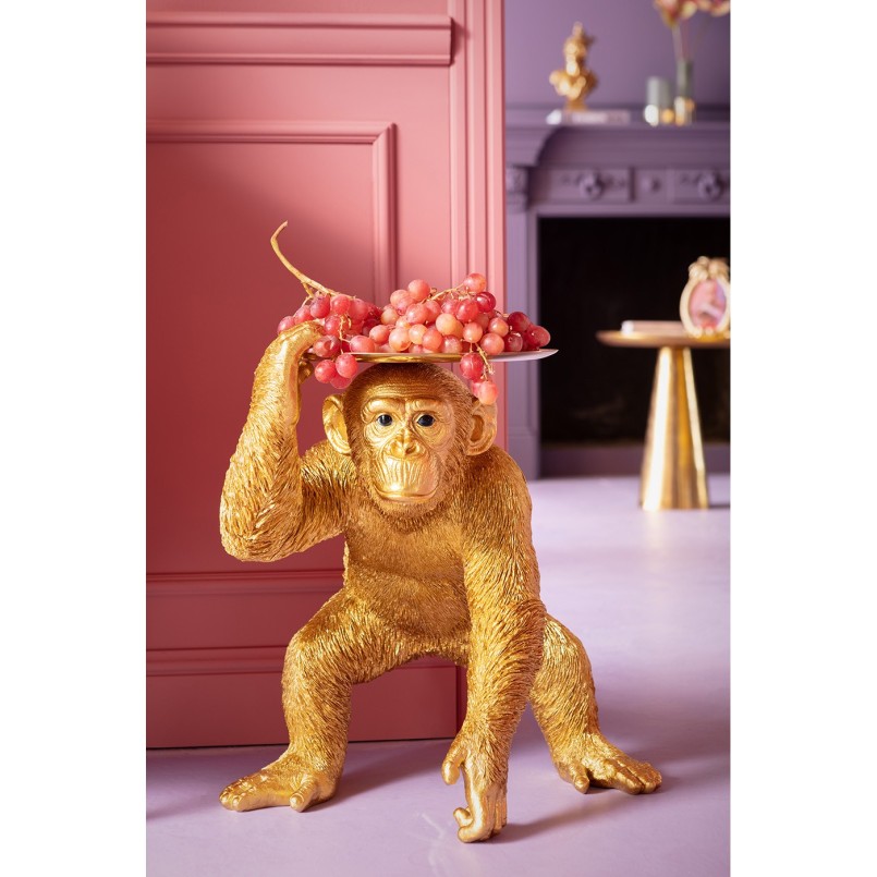 Figurine décorative Butler Playing Chimp doré 52cm