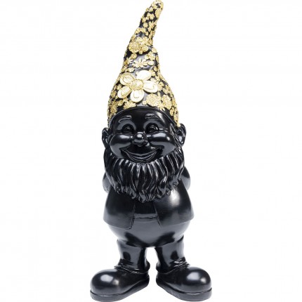 Deco Gnome Standing Black Gold 30cm Kare Design