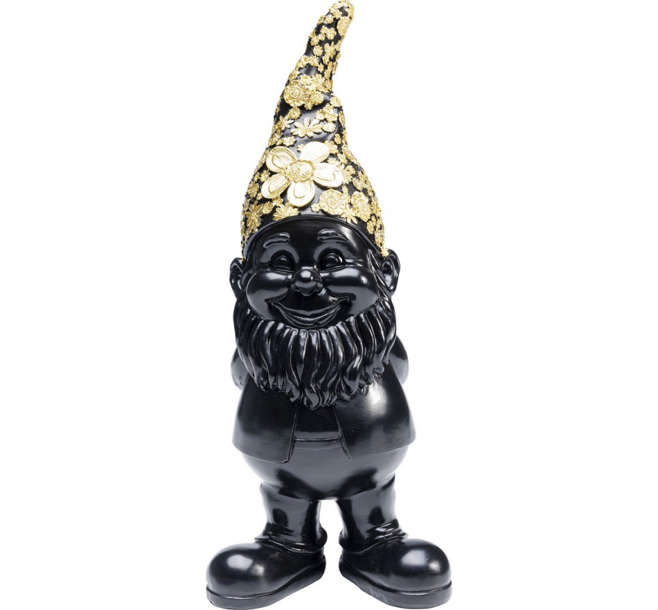 Deco gnome standing 30cm black gold Kare Design