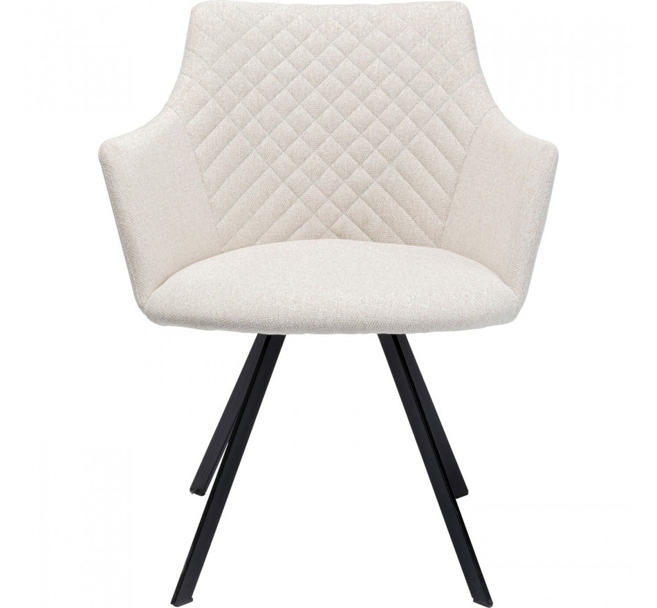 Draaistoel met armleuningen Coco creme en zwart Kare Design