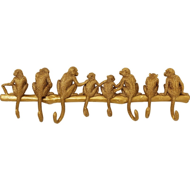 Portemanteau mural singes dorés 70cm Kare Design