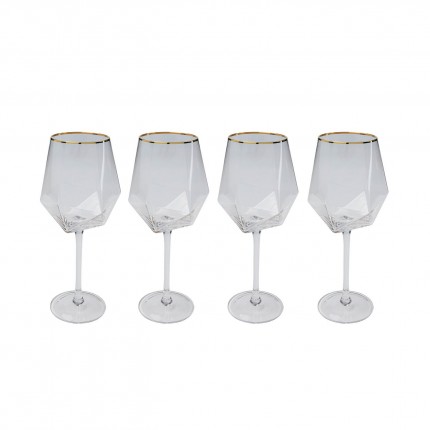 Wine Glass Diamond Rim gold (4/Set) Kare Design