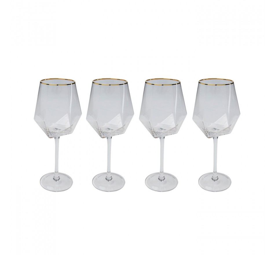 Wijnglazen Diamond Rim goud (4/Set) Kare Design