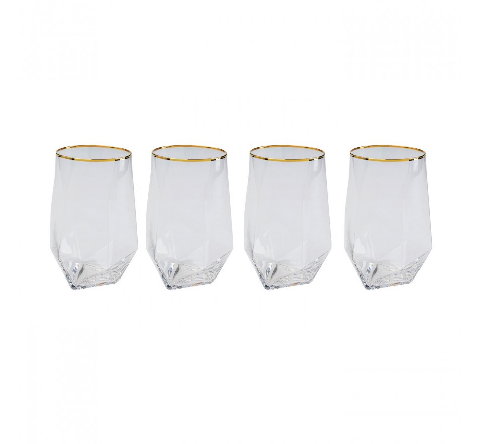 Waterglazen Diamond Rim goud (4/Set) Kare Design