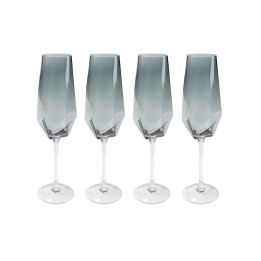 Flûtes à champagne Diamond fumé set de 6 Kare Design