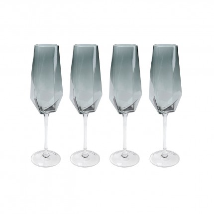 Champagne Glass Diamond Smoke (4/Set) Kare Design