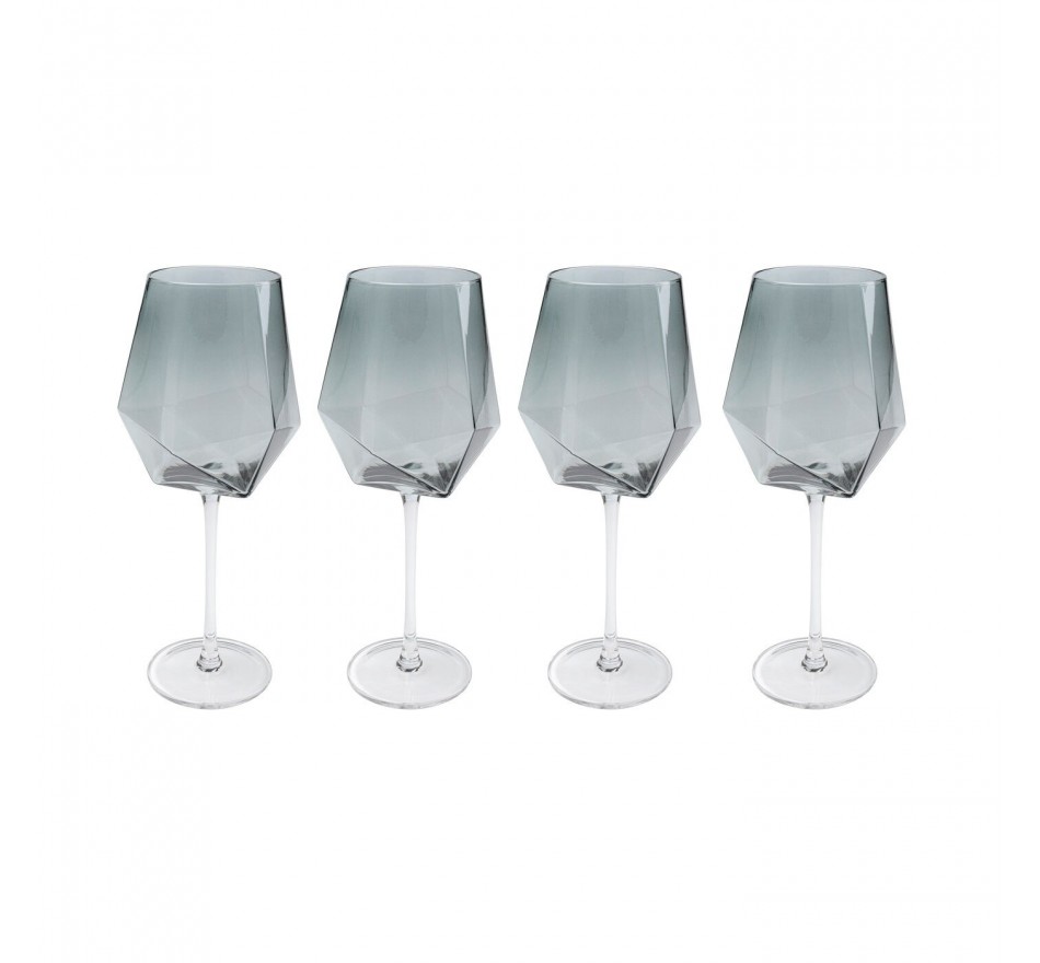 Wijnglazen Diamond Smoke (4/Set) Kare Design