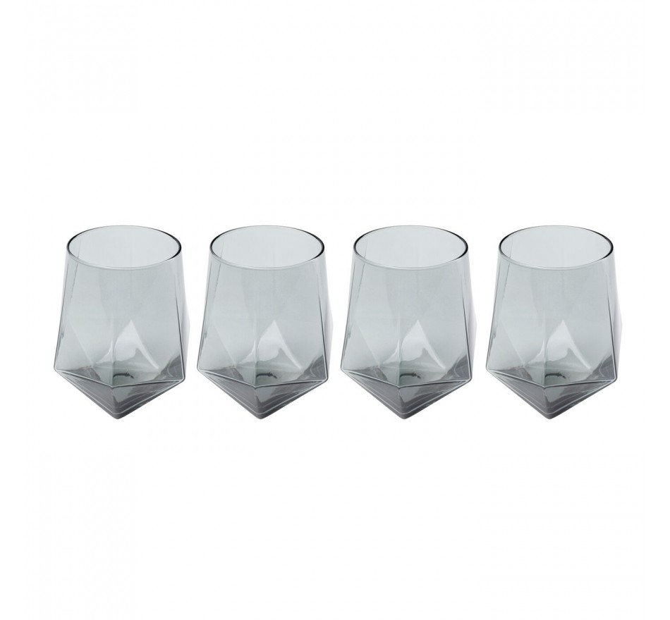 Water Glass Diamond Smoke (4/set) Kare Design