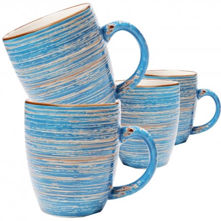 Mug Swirl Blue (4/Set) Kare Design