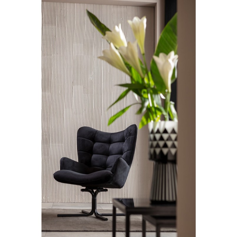 Fauteuil pivotant Oscar velours nooir