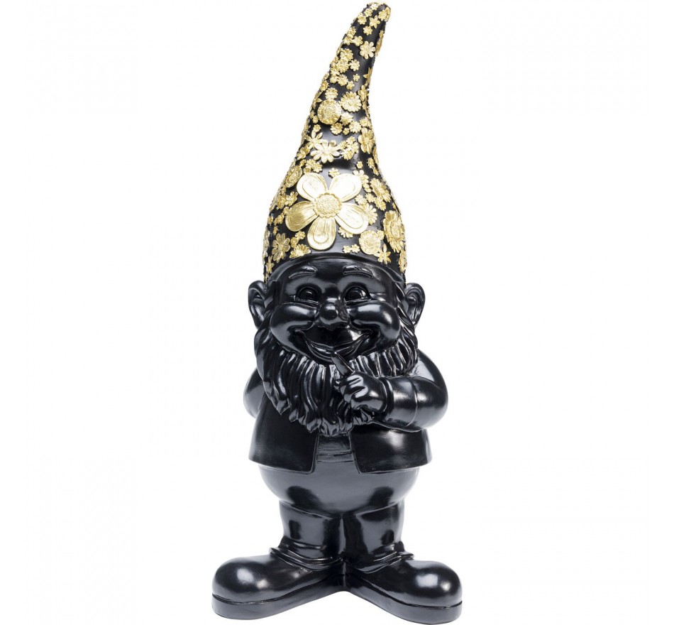 Deco gnome standing 45cm black gold Kare Design