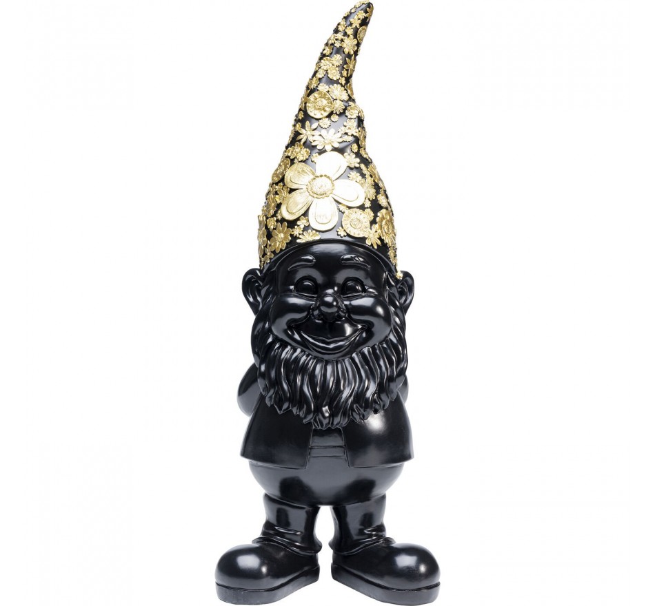 Deco gnome standing 61cm black gold Kare Design