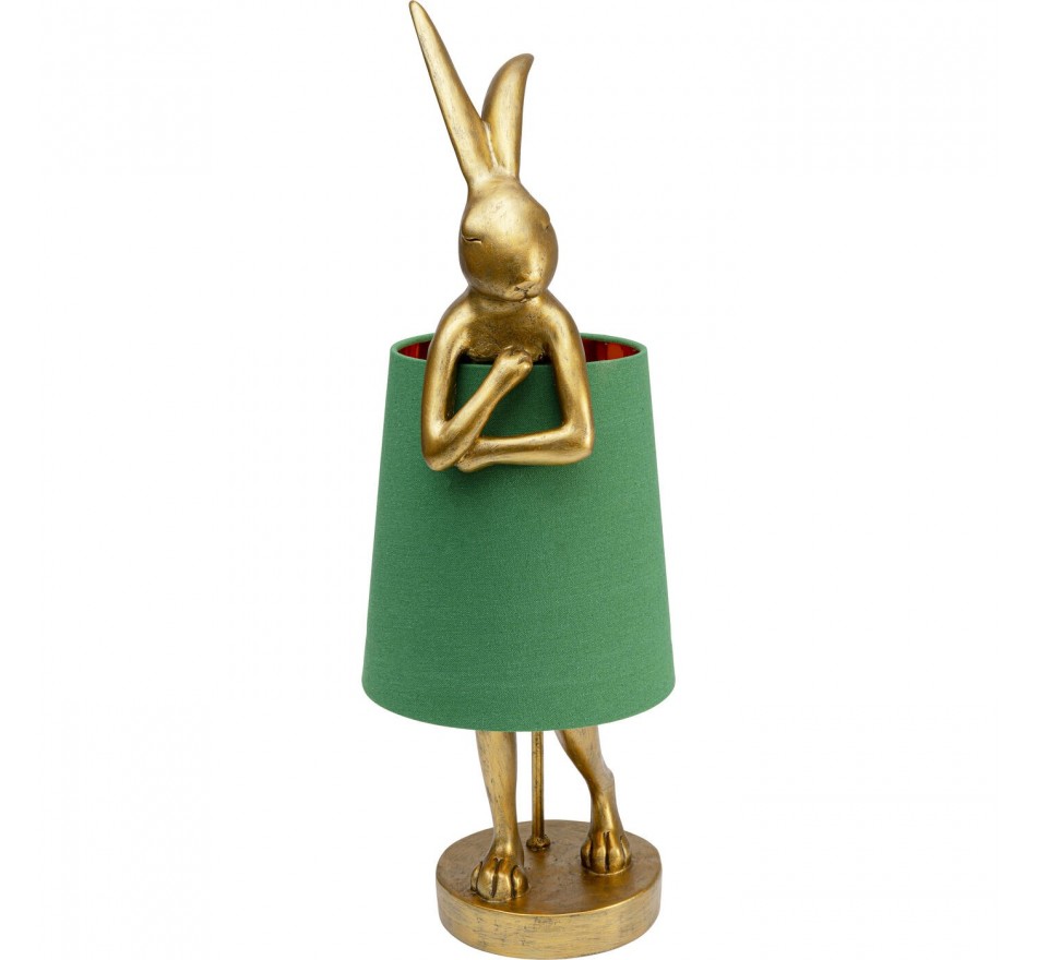Golden Rabbit Table Lamp With Green, Gold Bunny Table Lamp