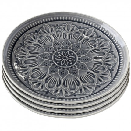 Plate Sicilia Mandala Grey Ø27cm (4/Set) Kare Design