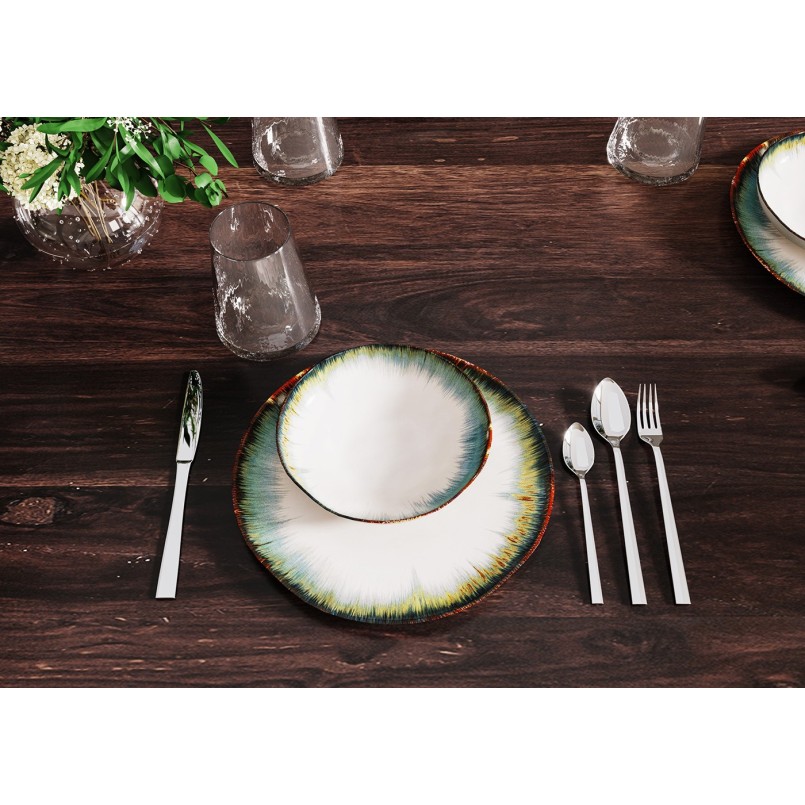 Assiette Organic blanc-bleu Ø26