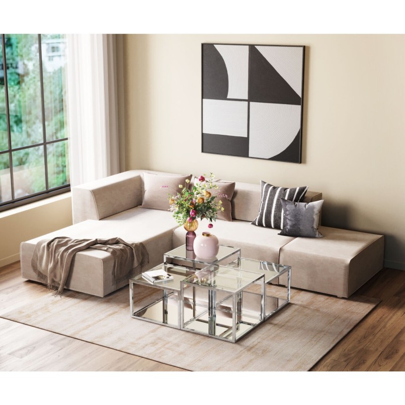 Canapé d'angle Infinity Ottomane gauche crème Kare Design