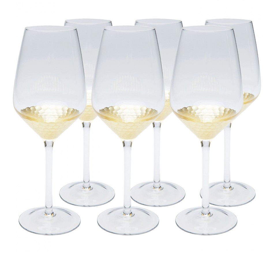 waterstof leeuwerik Slink Witte wijnglazen met gouden achtergrond - Gobi - Kare Design
