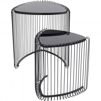 Tables d'appoint triangle Wire noires set de 2 Kare Design Tables d'appoint triangle Wire noires set de 2 Kare Design