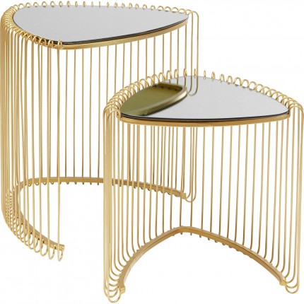 Side Table Wire Triangle Gold (2/Set) Kare Design