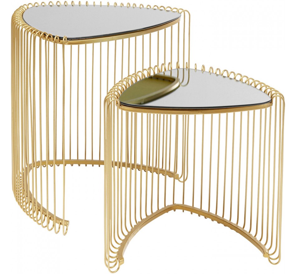 Tables d'appoint triangle Wire laiton set de 2 Kare Design Tables d'appoint triangle Wire laiton set de 2 Kare Design