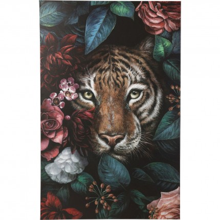Canvas Picture Tiger Flowers 90x140cm Kare Design
