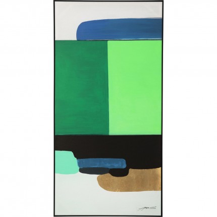 Framed Painting Abstract Shapes Green 73x143cm Kare Design