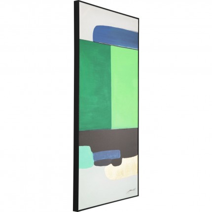 Framed Painting Abstract Shapes Green 73x143cm Kare Design