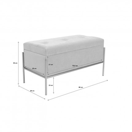 Storage Bench Buttons Beige 80x40cm Kare Design