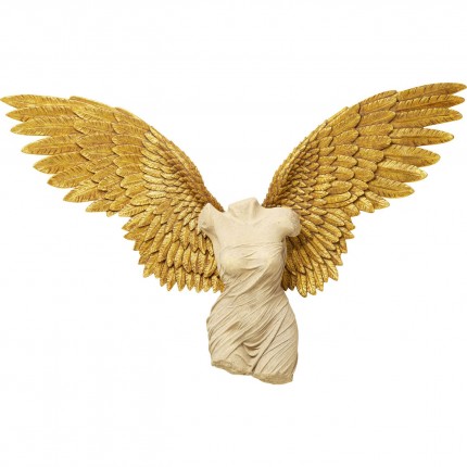 Wanddecoratie vrouw buste gouden vleugels 203x140cm Kare Design