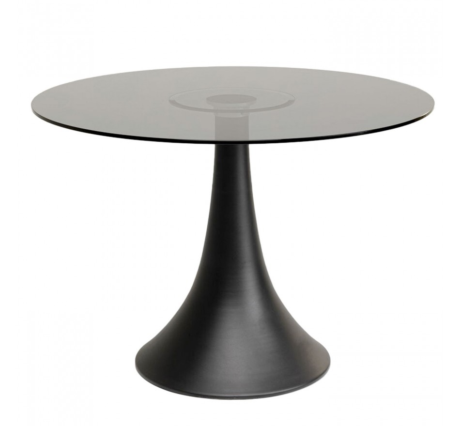 Eettafel Grande Possibilita Ø110cm zwart rookglas Kare Design