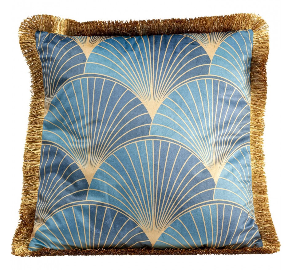 Kussen franje  retro blauw Kare Design