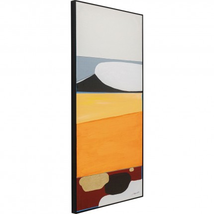 Framed Painting Abstract Shapes Orange 73x143cm Kare Design