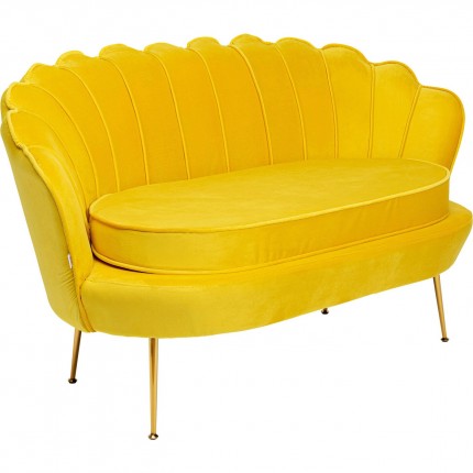Sofa Water Lily 2-Seater Geel fluweel Goud Kare Design